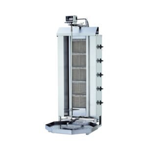 aparat shaorma / kebab pe gaz – 5 arzătoare, motor sus